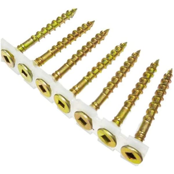 Wood Screw, #8, 1-3/4 in, Zinc Yellow Steel Square Drive, 1000 PK